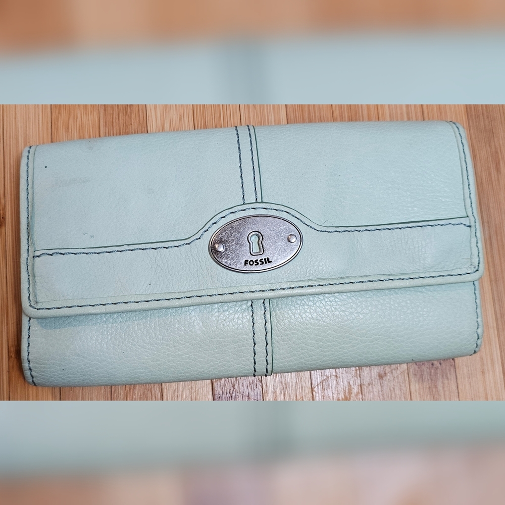 Fossil Vintage Maddox Zip Long Clutch Trifold Leather Wallet